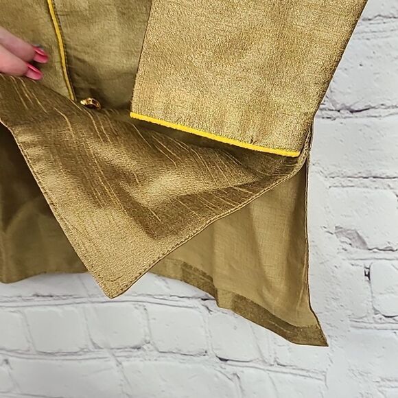 Golden Dupion Silk Kids Dhoti Kurta Pajama Boys Size 4 Ethnic Indian Wedding 2pc - Picture 14 of 15